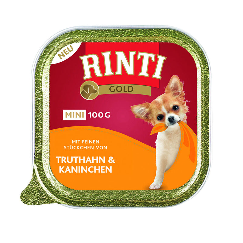 Rinti Gold Mini Nassfutter für kleine Hunde – Truthahn & Kaninchen 16x100g