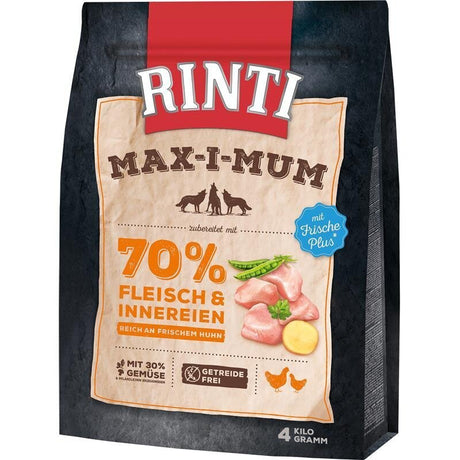 Rinti Maximum Trockenfutter für Hunde | Getreidefrei & Hoher Frischfleischanteil (Huhn oder Rind)
