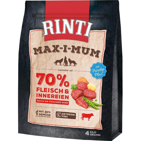 Rinti Maximum Trockenfutter für Hunde | Getreidefrei & Hoher Frischfleischanteil (Huhn oder Rind)