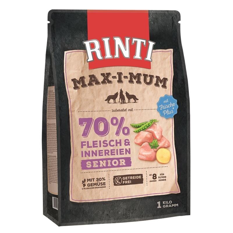 Rinti Maximum Trockenfutter für Hunde | Getreidefrei & Hoher Frischfleischanteil (Huhn oder Rind)