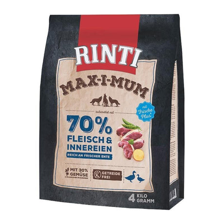 Rinti Maximum Trockenfutter für Hunde | Getreidefrei & Hoher Frischfleischanteil (Huhn oder Rind)