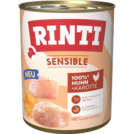 Rinti Sensible Nassfutter Hundefutter – 6x800g, Pferd: Ross, Hühnerleber & Kartoffel