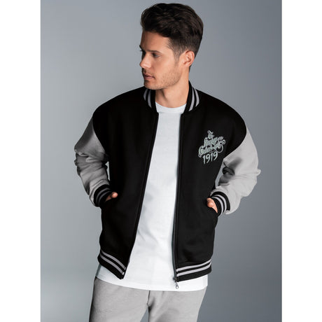 Collegejacke mit großem Adler-Rückenprint Schwarz