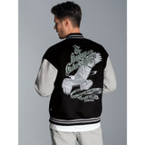 Collegejacke mit großem Adler-Rückenprint Schwarz