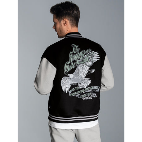 Collegejacke mit großem Adler-Rückenprint Schwarz