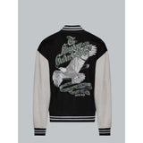 Collegejacke mit großem Adler-Rückenprint Schwarz
