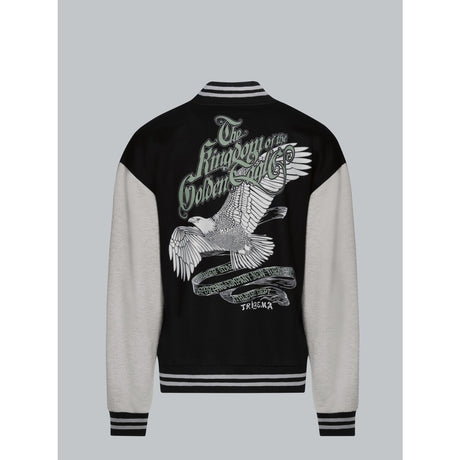 Collegejacke mit großem Adler-Rückenprint Schwarz