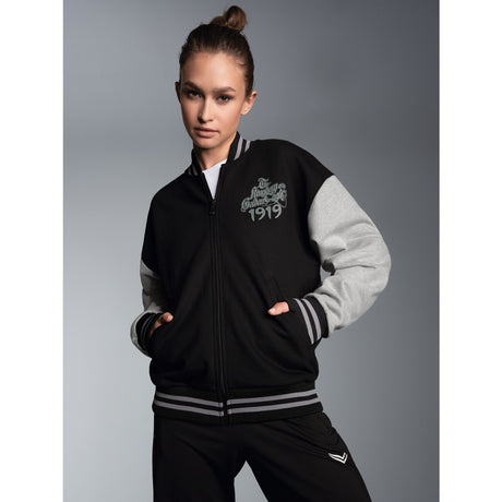 Collegejacke mit großem Adler-Rückenprint Schwarz
