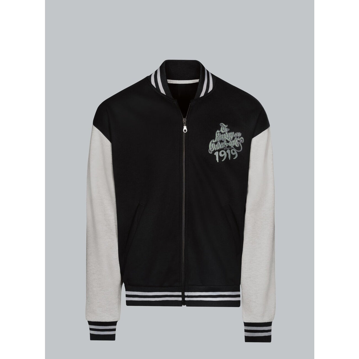 Collegejacke mit großem Adler-Rückenprint Schwarz