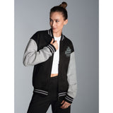 Collegejacke mit großem Adler-Rückenprint Schwarz