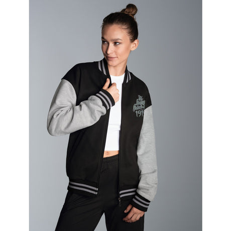 Collegejacke mit großem Adler-Rückenprint Schwarz