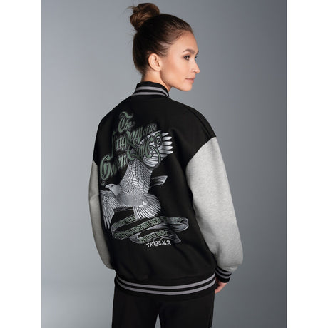 Collegejacke mit großem Adler-Rückenprint Schwarz