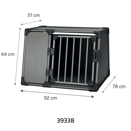 TRIXIE Hunde Alubox Transportbox Aluminium in Grafit – Sicherer Reisebegleiter fürs Auto