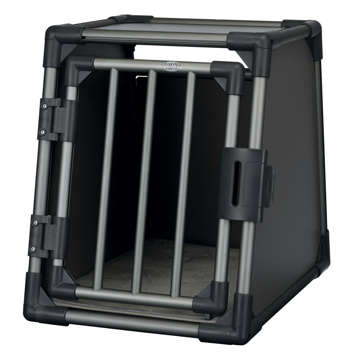 TRIXIE Hunde Alubox Transportbox Aluminium in Grafit – Sicherer Reisebegleiter fürs Auto