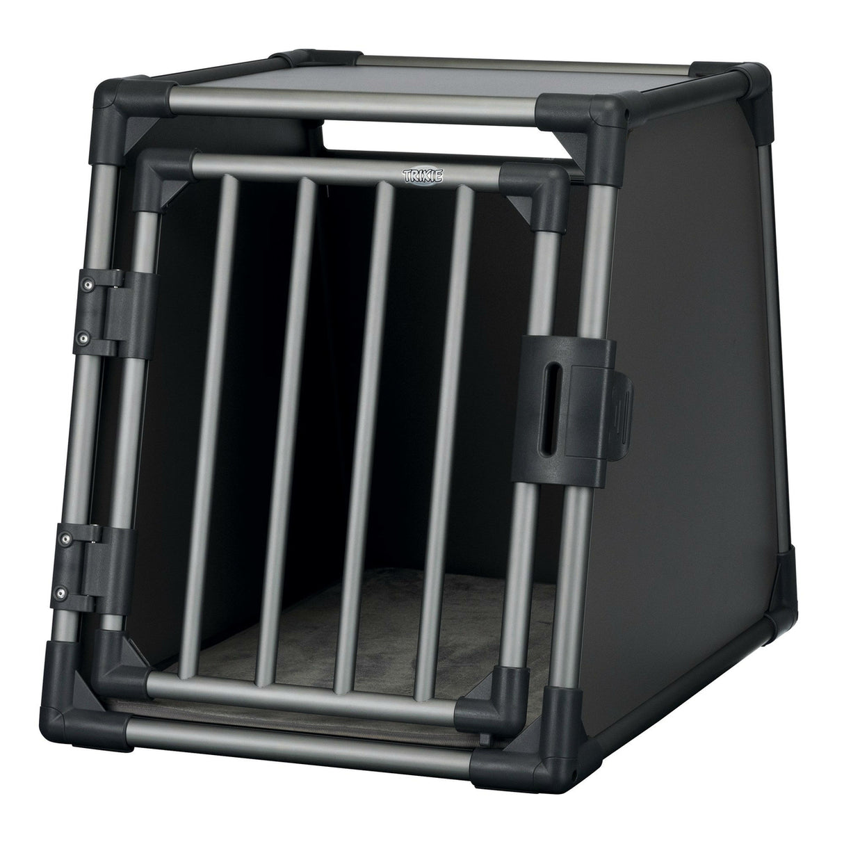 TRIXIE Hunde Alubox Transportbox Aluminium in Grafit – Sicherer Reisebegleiter fürs Auto