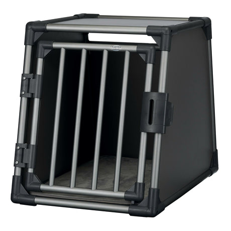 TRIXIE Hunde Alubox Transportbox Aluminium in Grafit – Sicherer Reisebegleiter fürs Auto