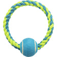Baumwollring mit Ball Hundespielzeug – ø 18 cm / ø 6,4 cm, blau/limette