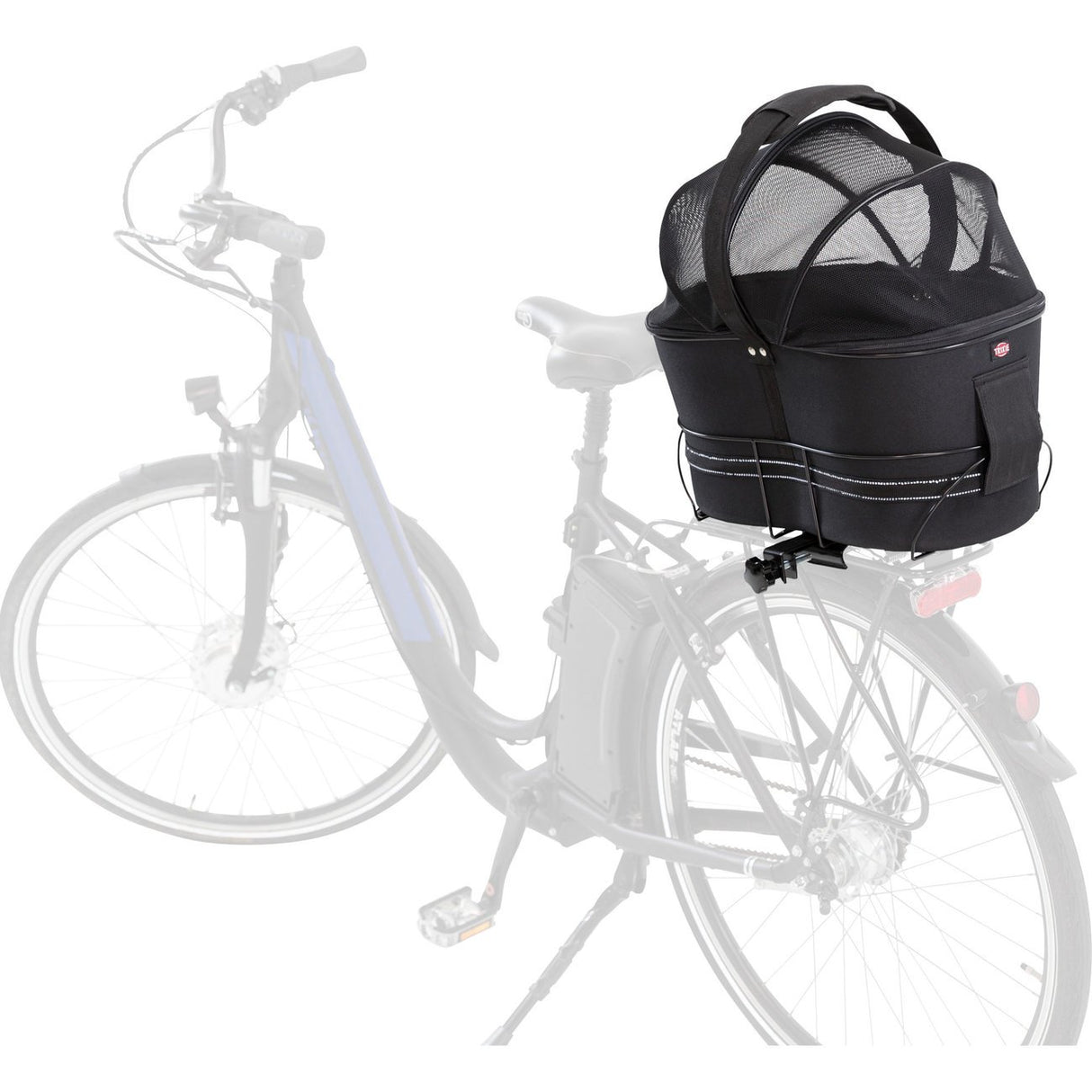 Hundefahrradkorb für Gepäckträger mit Kurzleine