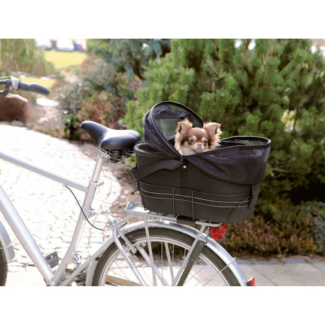 Hundefahrradkorb für Gepäckträger mit Kurzleine