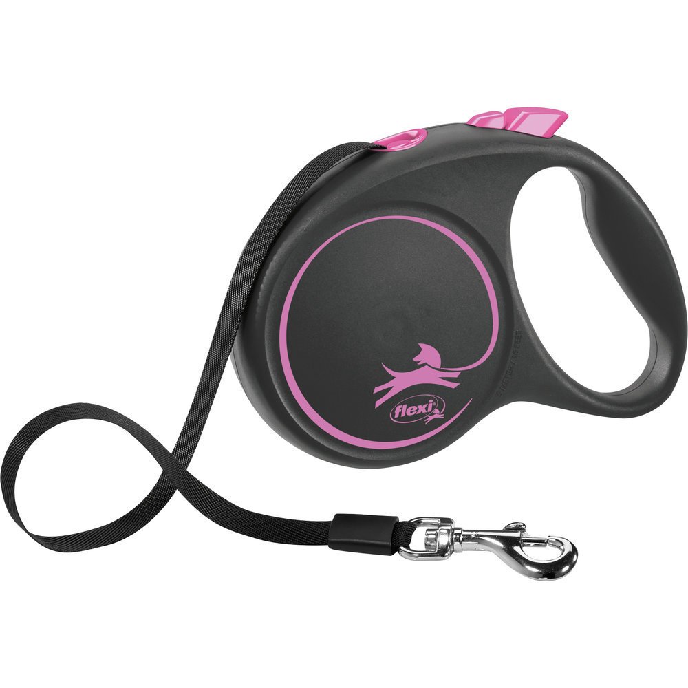 flexi BLACK DESIGN Gurtleine – L: 5 m, pink, bis zu 50kg