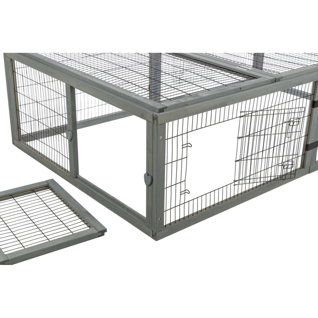 TRIXIE Freilauf mit Abdeckung für Kleintiere – Sicher & artgerecht! – 174 × 48 × 109 cm, grau