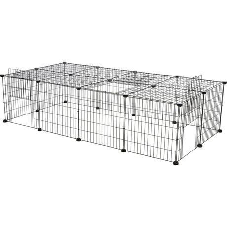 TRIXIE Freilaufgehege mit Abdeckung | Sicherer Auslauf für Kaninchen & Meerschweinchen – 152 × 38 × 72 cm, schwarz