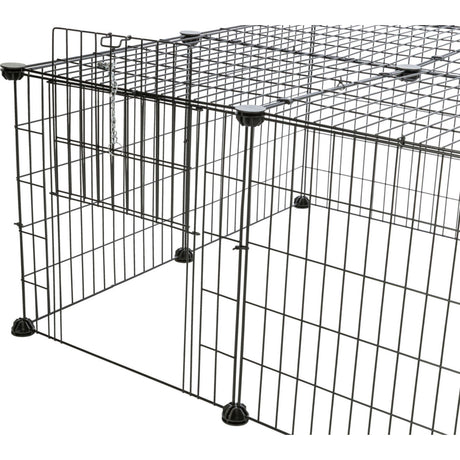 TRIXIE Freilaufgehege mit Abdeckung | Sicherer Auslauf für Kaninchen & Meerschweinchen – 152 × 38 × 72 cm, schwarz