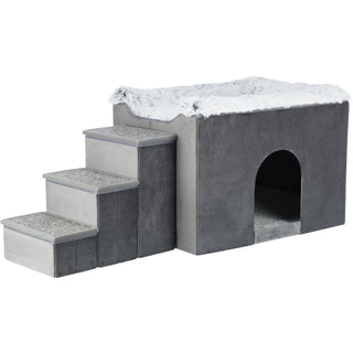 Hunde Beistellbett Harvey mit Treppe und Höhle