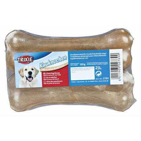 Hunde Rinderhaut Kauknochen – 2 Kauknochen, gepresst, ca. 60 g / 13 cm