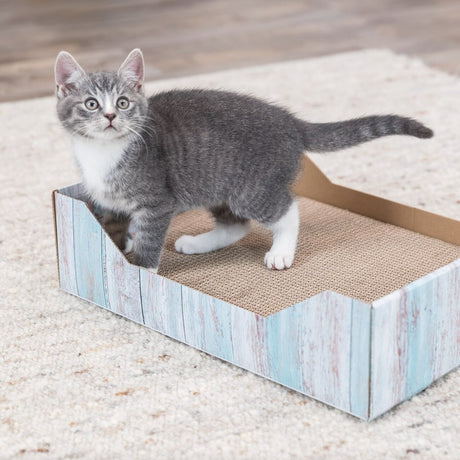 Katzen Kratzbett in bunter Holzoptik