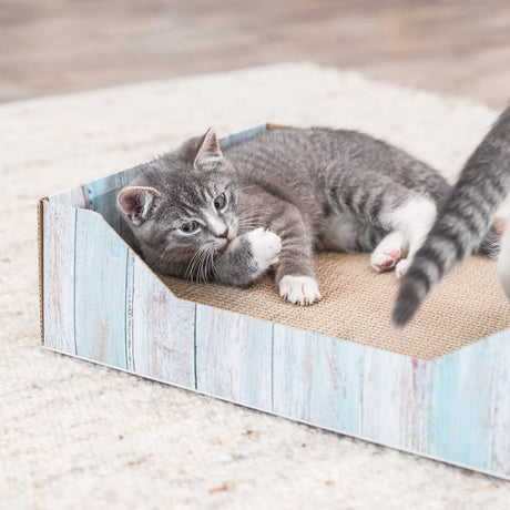 Katzen Kratzbett in bunter Holzoptik