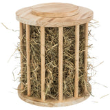 Kleintier Heuraufe rund mit Deckel Holz, geflammt