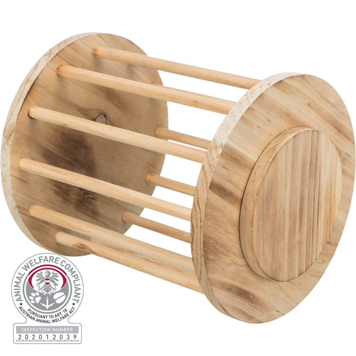 Kleintier Heuraufe rund mit Deckel Holz, geflammt