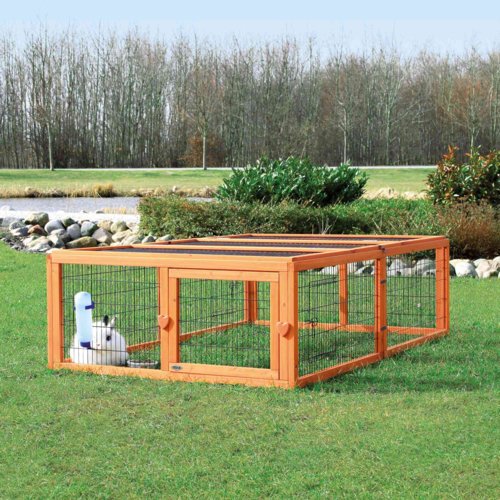 TRIXIE Freilauf mit Abdeckung für Kleintiere – Sicher & artgerecht! – 174 × 48 × 109 cm, braun