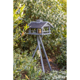 natura Futterhaus grau mit Ständer & Silo, Kiefernholz
