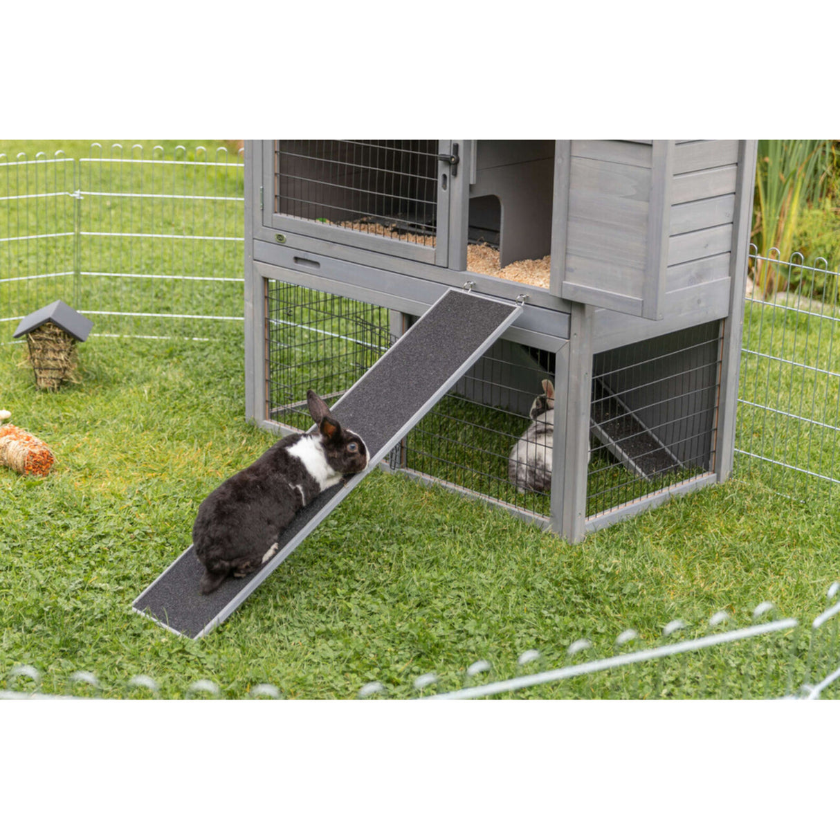 TRIXIE Rampe für Kleintiere – Bequemer Zugang zu Stall & Gehege – 20 × 50 cm, grau