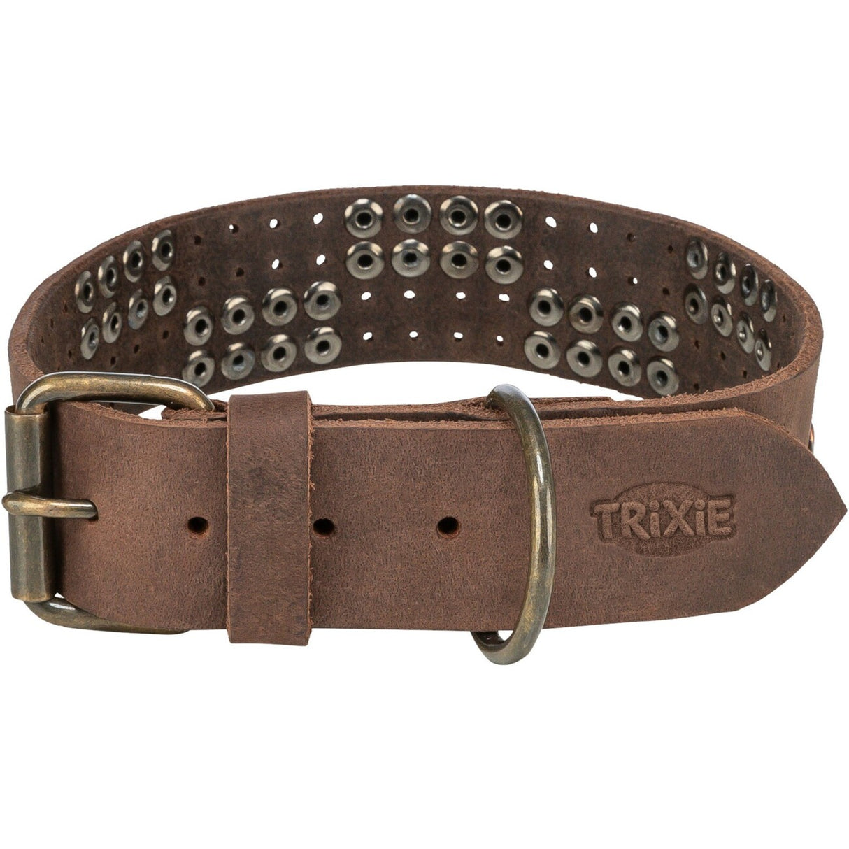 Rustic Fettleder Hundehalsband mit Nieten