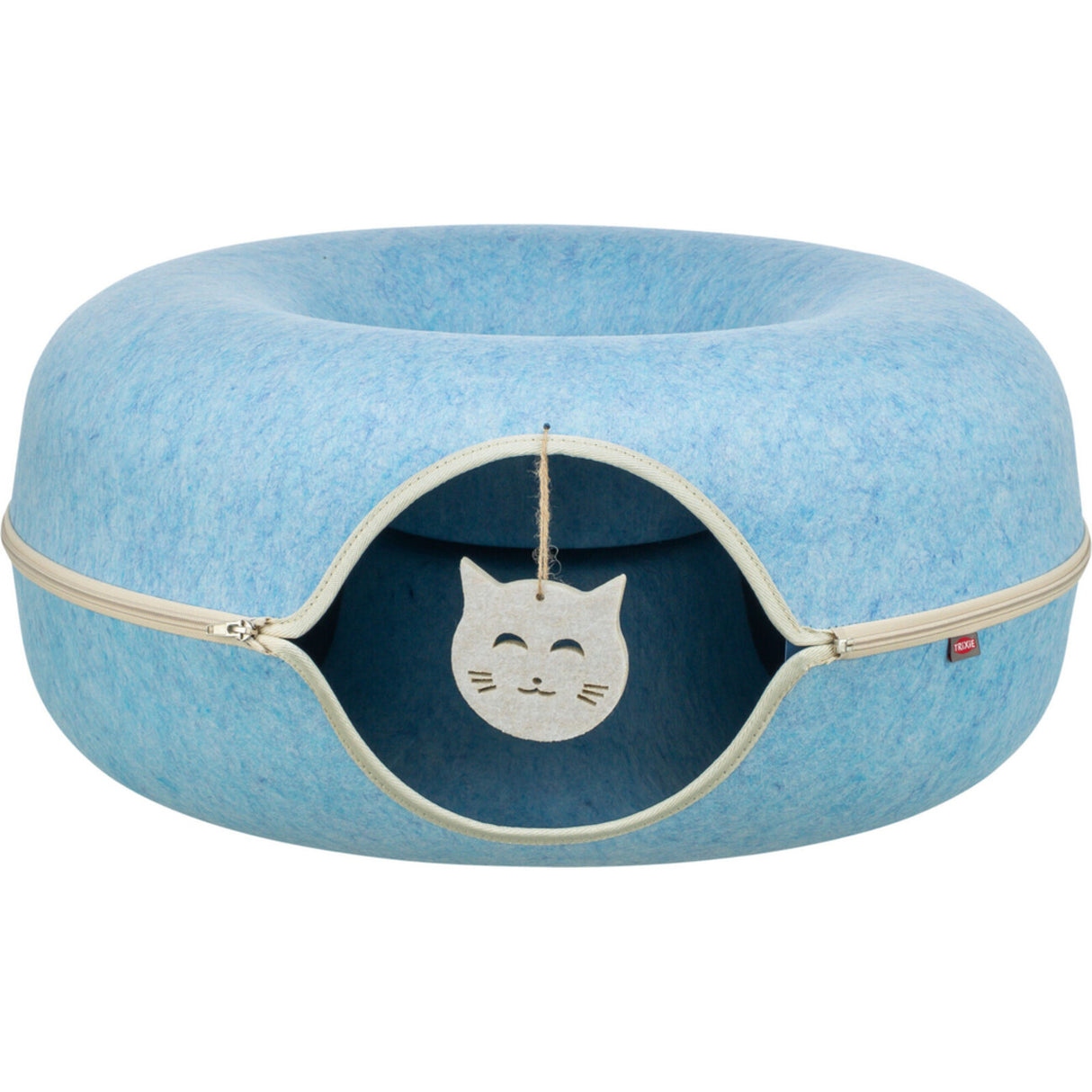 TRIXIE Spieldonut für Katzen - Kuscheliges Spielzeug & Rückzugsort – ø 60 cm blau