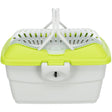 Transportbox Kaninchen Meerschweinchen Mini-Capri – 40 x 30 x 22 cm, hellgrau/ grün