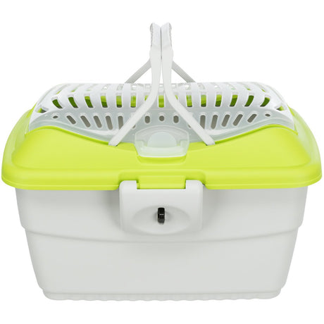 Transportbox Kaninchen Meerschweinchen Mini-Capri – 40 x 30 x 22 cm, hellgrau/ grün