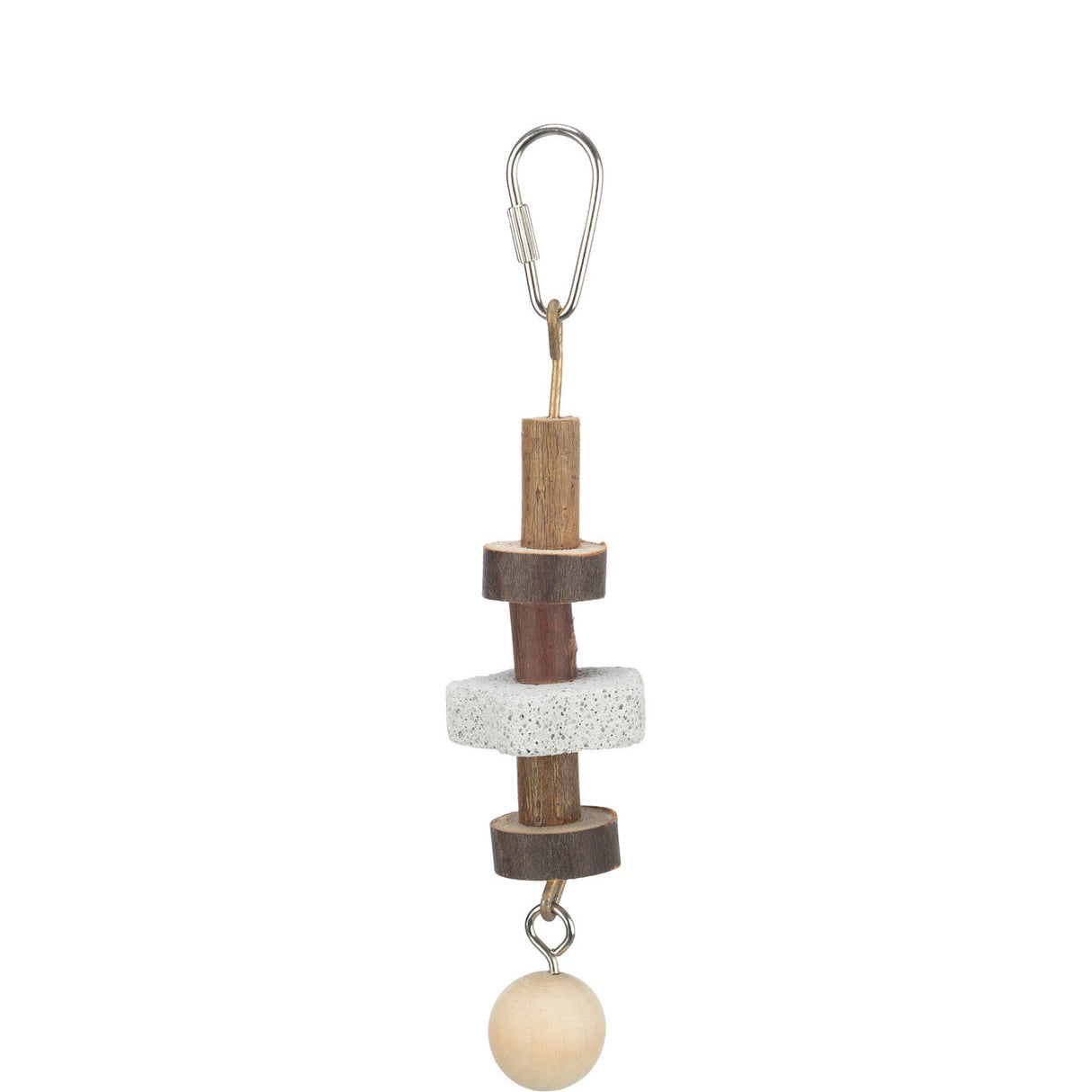 Vogelspielzeug Knabberhölzer mit Lavastein – 16 cm