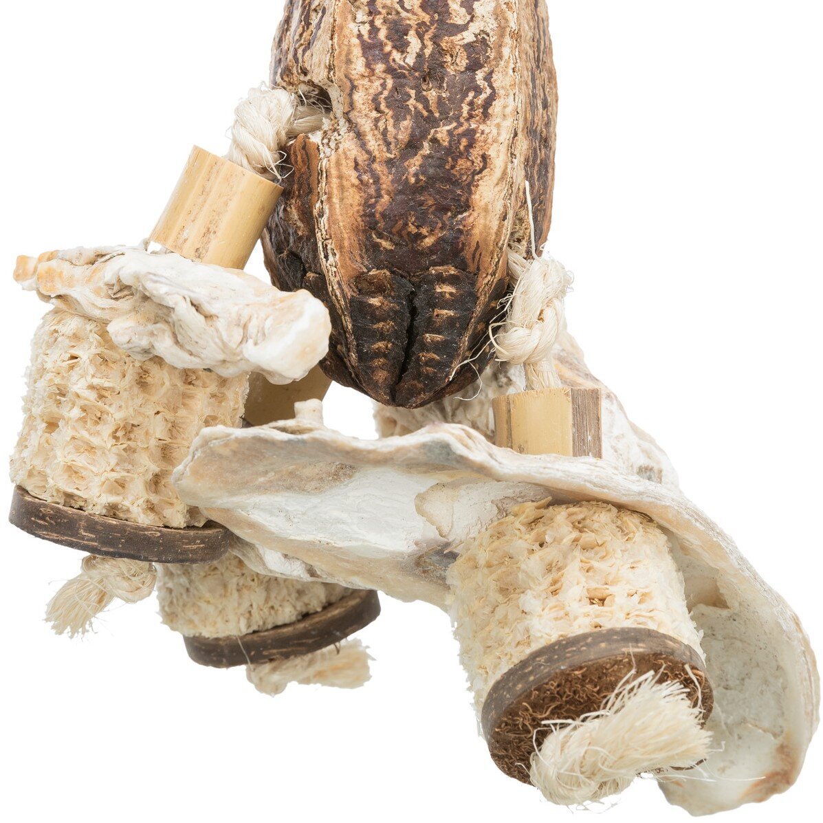 Vogelspielzeug mit Bambus und Muscheln