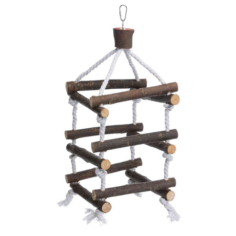 Turm mit Tauen aus Naturholz für Vogelkäfig