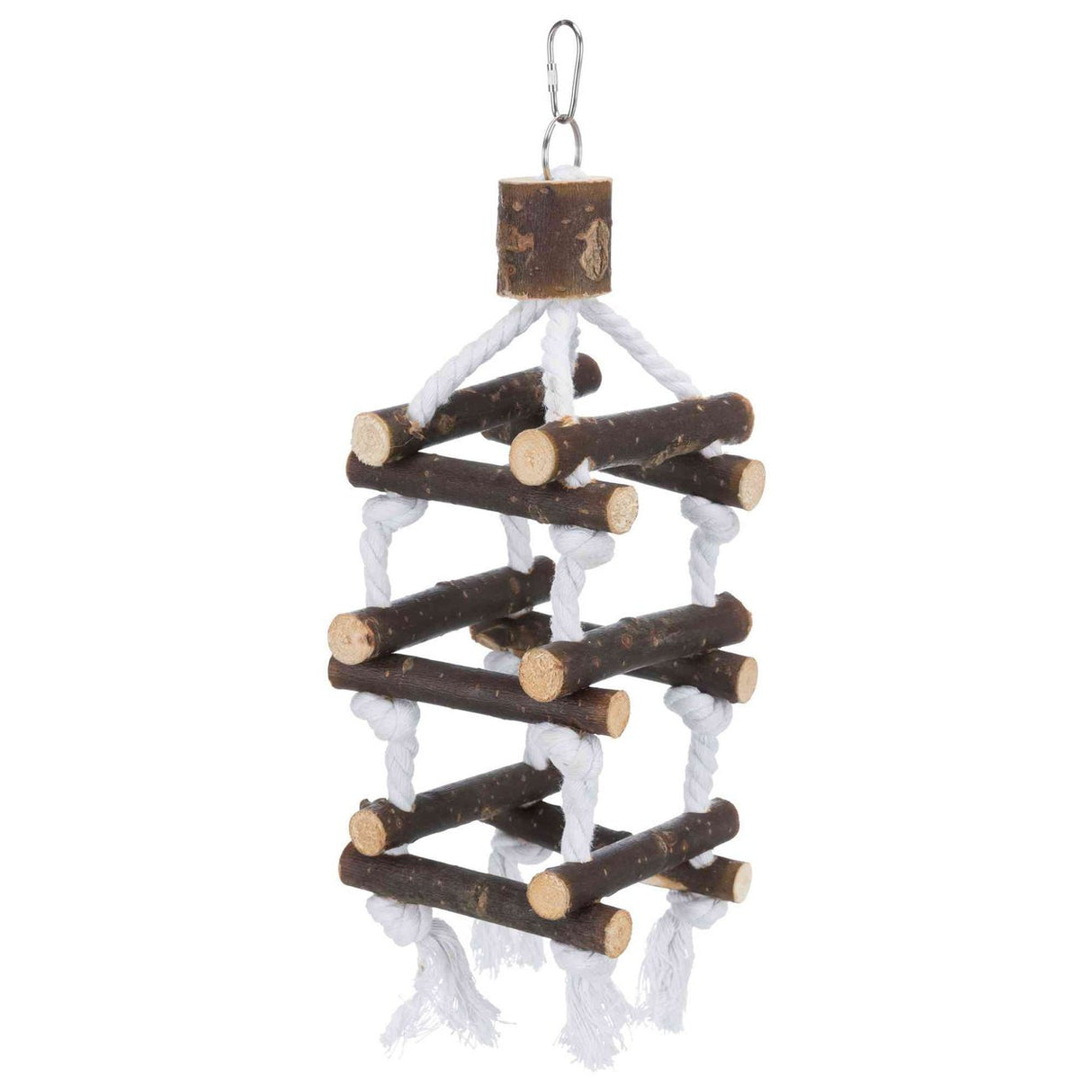 Turm mit Tauen aus Naturholz für Vogelkäfig