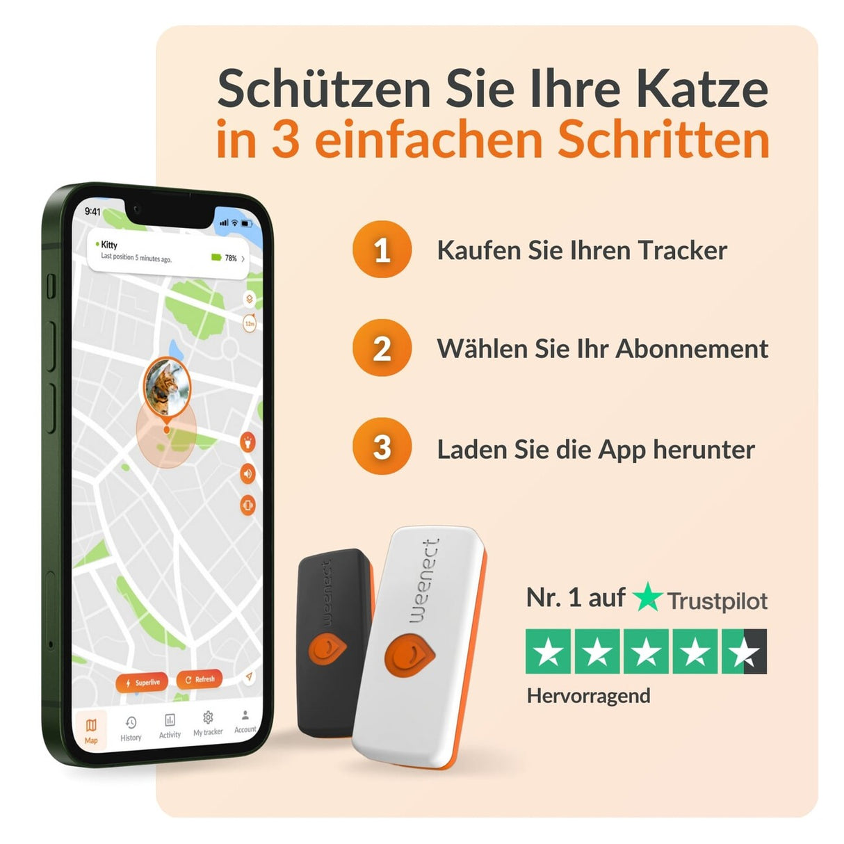 XS GPS Tracker für Katzen mit Lebenslanger Garantie