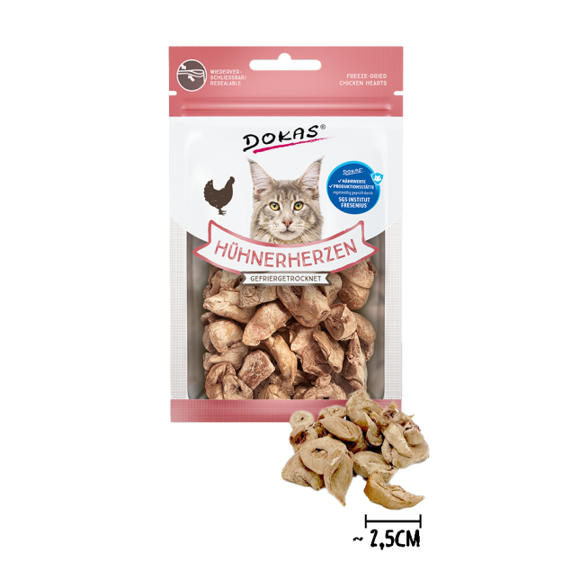 Katzensnack getrocknete Hühnerherzen