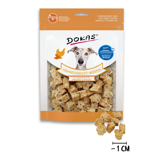 Dokas Hühnerbrust-Würfel mit Süßkartoffel, Leinsamen & Kokosöl