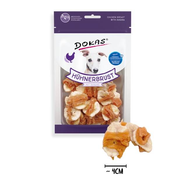 Dokas Hunde-Snack Hühnerbrustfilet mit Banane – Natursnack 70g