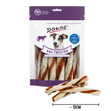 Dokas Kau Twister Rinderhaut für Hunde – Entenherz & Pansen, 200 g