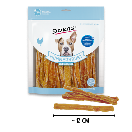 Dokas Hühnerbrust Kaustreifen für Hunde – 93 % Huhn